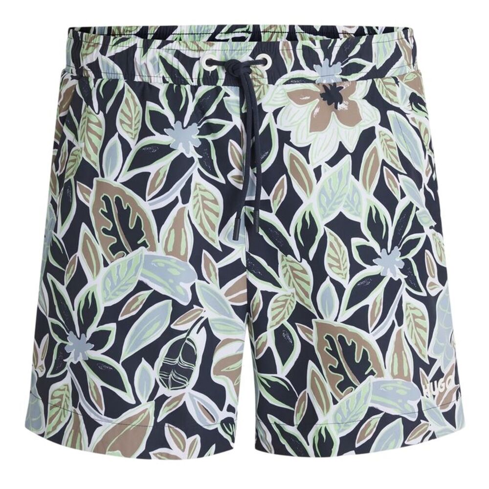 Hugo Boss Mens Floral Pattern Regular Swim Shorts / Navy